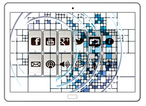 Social Media Connectivity Tablet PNG Image
