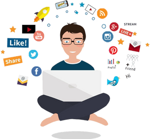 Social Media Engagement Illustration PNG with transparent background