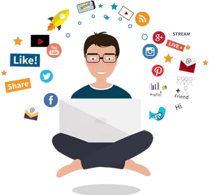 Social Media Engagement Illustration PNG Image