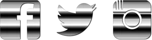 Social Media Icons Blackand White PNG Image