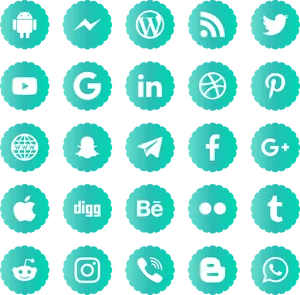 Social Media Icons Collection PNG Image