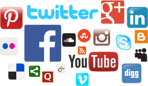 Social Media Icons Collection PNG image with transparent background