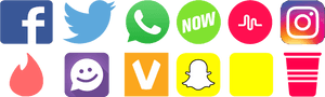Social Media Icons Collection PNG image with transparent background
