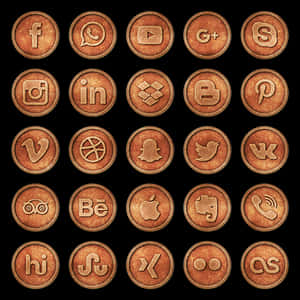 Social Media Icons Copper Texture PNG image with transparent background