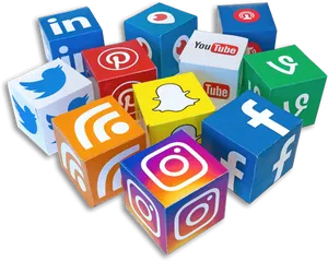 Social Media Icons Cubes PNG Image