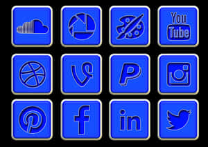 Social Media Icons Neon Blue PNG image with transparent background