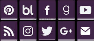 Social Media Icons Purple Background PNG