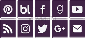 Social Media Icons Purple Background PNG Image