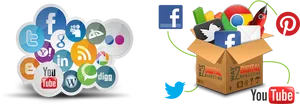 Social Media Iconsand Digital Marketing Concept PNG Image