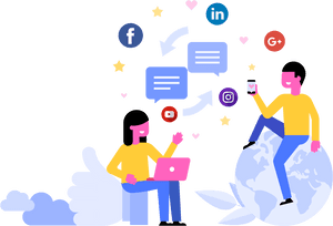 Social Media Interaction Concept PNG image with transparent background