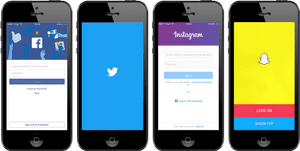 Social Media Login Screens PNG image with transparent background