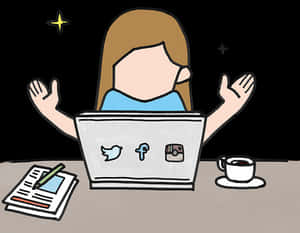 Social Media Management Cartoon PNG image with transparent background
