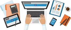 Social Media Management Workspace PNG Image