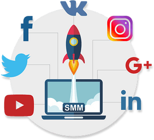 Social Media Marketing Launch Graphic PNG image with transparent background