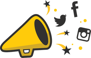Social Media Megaphone Graphic PNG image with transparent background