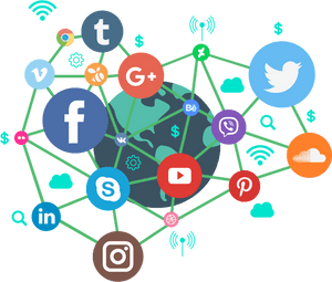 Social Media Network Connectivity Illustration PNG image with transparent background