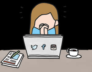 Social Media Overwhelm Cartoon PNG image with transparent background