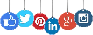 Social Media Platform Icons Hanging Signs PNG Image