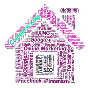 Social Media S E O Word Cloud House PNG image with transparent background