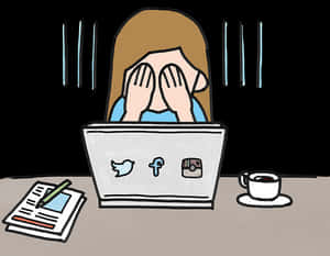 Social Media Stress Illustration PNG image with transparent background