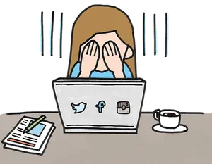 Social Media Stress Illustration PNG Image
