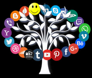 Social Media Tree Concept PNG image with transparent background