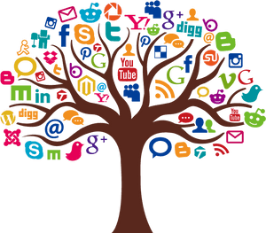 Social Media Tree Illustration PNG image with transparent background