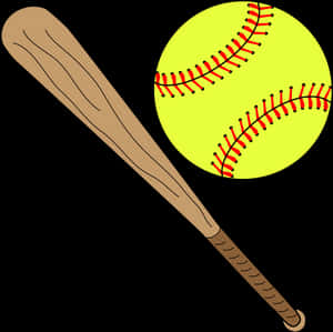 Softballand Bat Vector Illustration PNG image with transparent background