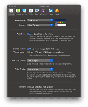 Software Preferences Dialog Dark Mode PNG image with transparent background