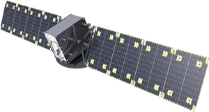 Solar Panel Equipped Satellite Rendering PNG Image