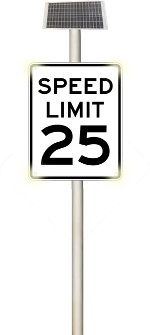 Solar Powered Speed Limit25 Sign PNG Image