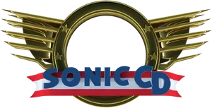 Sonic C D Logo Golden Ring Wings PNG Image