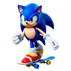 Sonic Skateboarding Action PNG fnv PNG image with transparent background