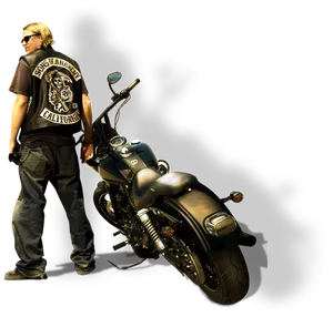 Sonsof Anarchy Memberand Motorcycle PNG Image