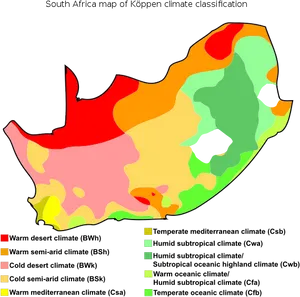 South Africa Koppen Climate Classification Map PNG Image