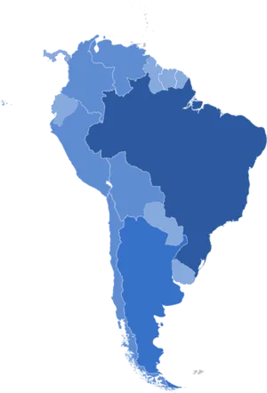 South America Blue Gradient Map PNG Image