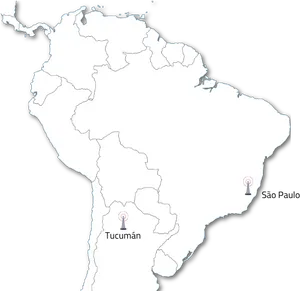 South America Mapwith Pinned Cities PNG Image