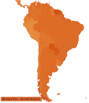 South America Orange Map PNG Image