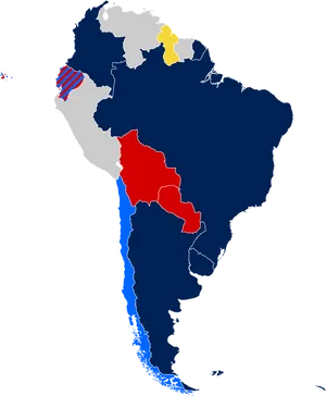 South America Political Alliance Map PNG Image