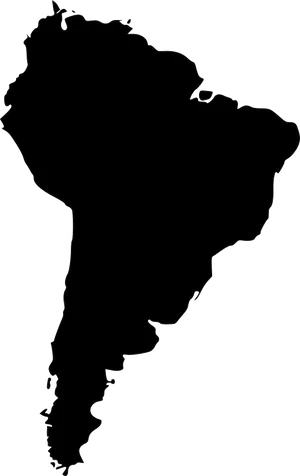 South America Silhouette Map PNG Image