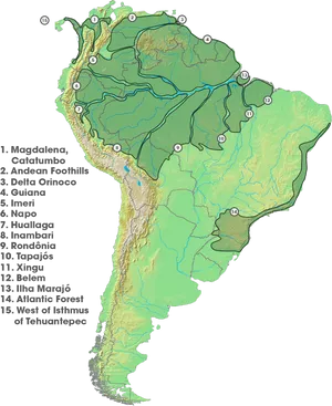 South American River Basins Map PNG Image