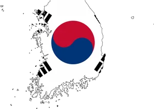 South Korea Flag Map Illustration PNG Image