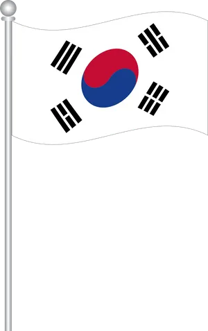 South Korean Flag Waving PNG Image