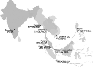 Southeast Asia Mapwith Key Cities PNG image with transparent background