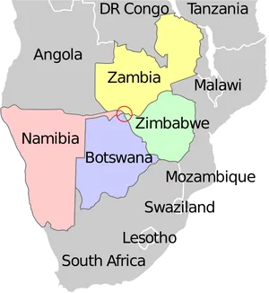 Southern Africa Map Namibia Highlighted PNG Image