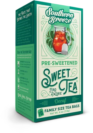 Southern Breeze Sweetened Decaf Tea Box PNG Image