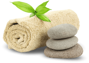 Spa Essentials Towel Stones Bamboo PNG image with transparent background