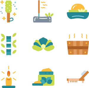Spa Wellness Icons Set PNG image with transparent background