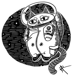 Space Cat Astronaut Illustration PNG with transparent background