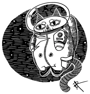 Space Cat Astronaut Illustration PNG Image